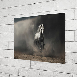 Холст прямоугольный Белая лошадь скачет по полю, цвет: 3D-принт — фото 2