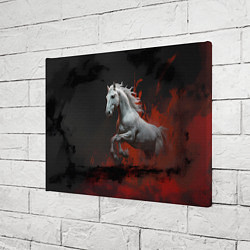 Холст прямоугольный Белая лошадь на фоне красной краски, цвет: 3D-принт — фото 2