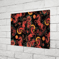 Холст прямоугольный Красная лошадь с розами, цвет: 3D-принт — фото 2