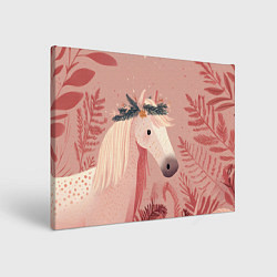 Холст прямоугольный Лошадка с новогодним венком, цвет: 3D-принт