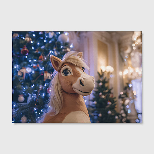 Картина прямоугольная Плюшевая новогодняя лошадь / 3D-принт – фото 2