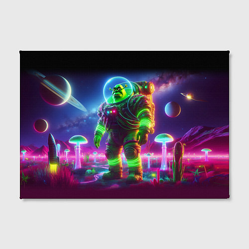 Картина прямоугольная Космонавт Шрук в неоновом скафандре на загадочной / 3D-принт – фото 2