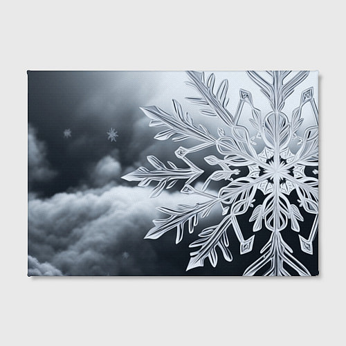 Картина прямоугольная Снежинка на черно белое / 3D-принт – фото 2