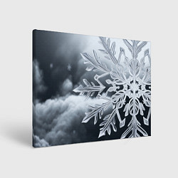Холст прямоугольный Снежинка на черно белое, цвет: 3D-принт