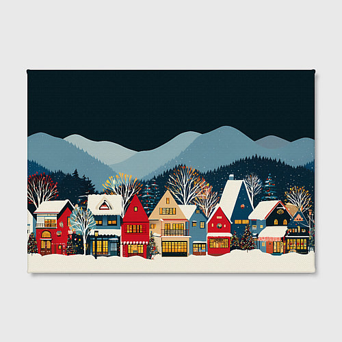 Картина прямоугольная Новогодний городок в горах / 3D-принт – фото 2