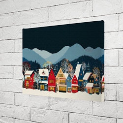 Холст прямоугольный Новогодний городок в горах, цвет: 3D-принт — фото 2