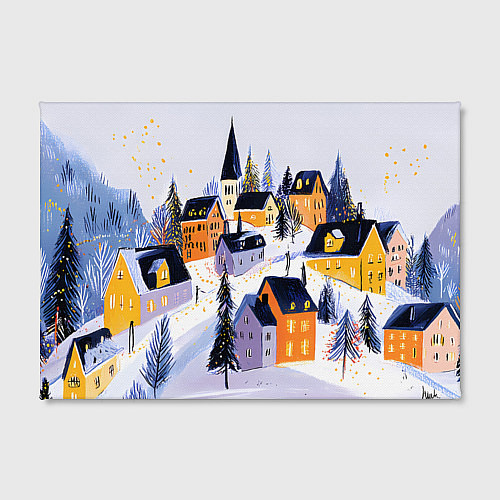 Картина прямоугольная Новогодние домики на горе / 3D-принт – фото 2