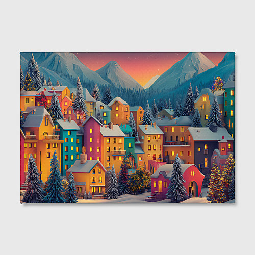 Картина прямоугольная Новогодний город в горах / 3D-принт – фото 2