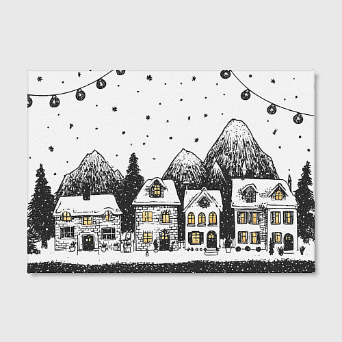 Картина прямоугольная Черно-белый новогодний город / 3D-принт – фото 2