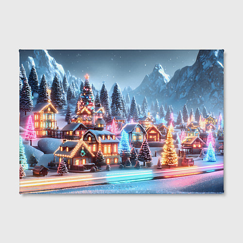 Картина прямоугольная Городок в новогодних огоньках / 3D-принт – фото 2