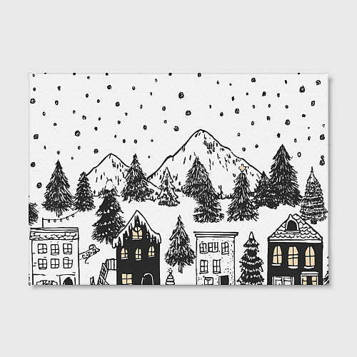 Картина прямоугольная Заснеженный черно-белый город / 3D-принт – фото 2