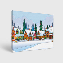 Холст прямоугольный Новогодник дворик, цвет: 3D-принт
