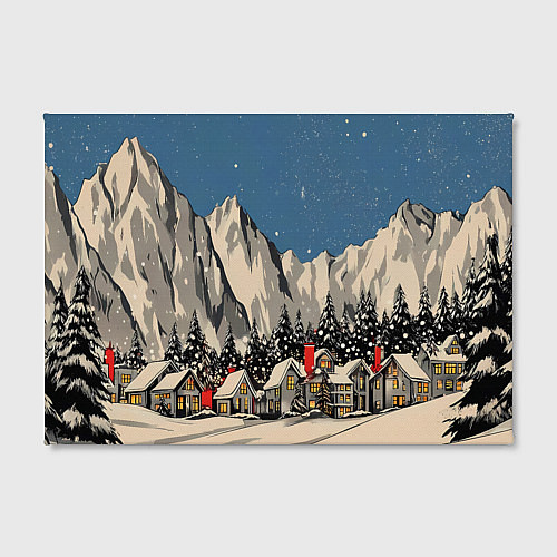 Картина прямоугольная Небольшой новогодний город в горах / 3D-принт – фото 2