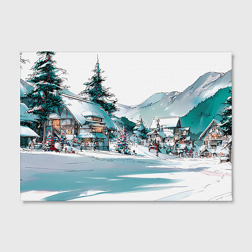 Картина прямоугольная Дома и елки - Новый год / 3D-принт – фото 2