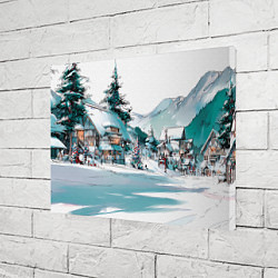 Холст прямоугольный Дома и елки - Новый год, цвет: 3D-принт — фото 2