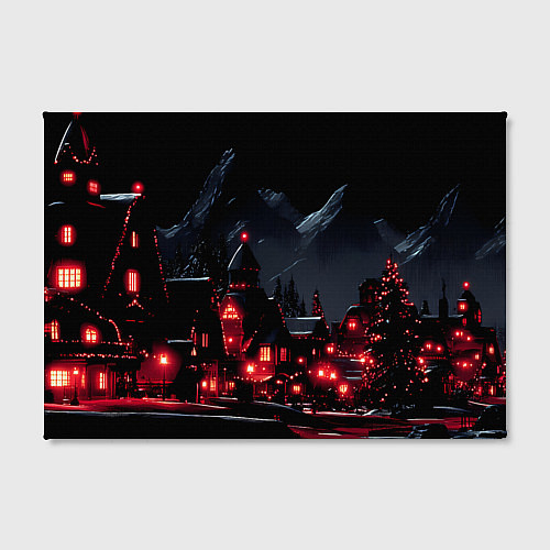Картина прямоугольная Новогодняя ночь и красные гирлянды / 3D-принт – фото 2