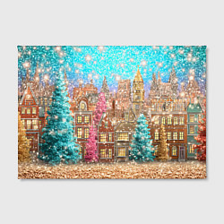 Холст прямоугольный Новогодний город в блестках, цвет: 3D-принт — фото 2