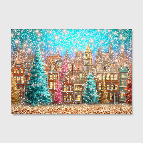 Картина прямоугольная Новогодний город в блестках / 3D-принт – фото 2