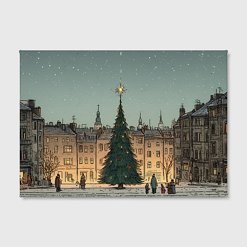 Картина прямоугольная Новогодняя елка во дворе / 3D-принт – фото 2