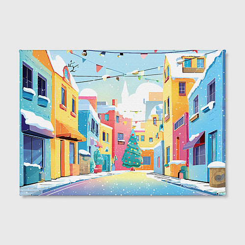 Картина прямоугольная Разноцветный новогодний дворик / 3D-принт – фото 2