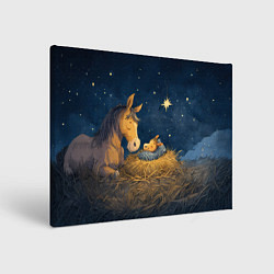 Холст прямоугольный Лошадка спит с жеребенком, цвет: 3D-принт