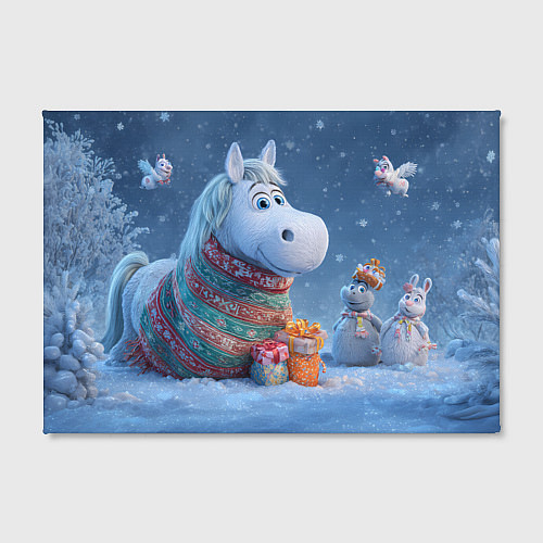 Картина прямоугольная Новогодняя лошадь с подарками / 3D-принт – фото 2