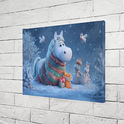 Холст прямоугольный Новогодняя лошадь с подарками, цвет: 3D-принт — фото 2