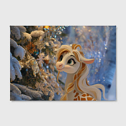 Холст прямоугольный Новогодняя лошадка в крапинку, цвет: 3D-принт — фото 2