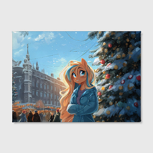 Картина прямоугольная Лошадка на новогодней площади / 3D-принт – фото 2