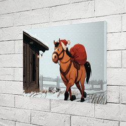 Холст прямоугольный Лошадка везет новогодние подарки, цвет: 3D-принт — фото 2