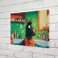 Холст прямоугольный Лошадь моется в ванной, цвет: 3D-принт — фото 2