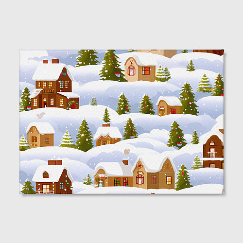 Картина прямоугольная Новогодние домики и елочки / 3D-принт – фото 2