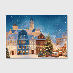 Холст прямоугольный Новогодний дворик и елка, цвет: 3D-принт — фото 2