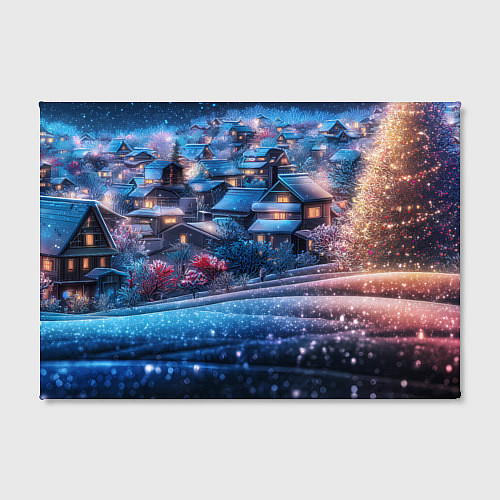 Картина прямоугольная Новогодний двор в блестках / 3D-принт – фото 2