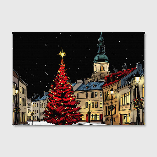 Картина прямоугольная Красная новогодняя елка / 3D-принт – фото 2