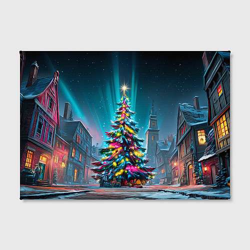 Картина прямоугольная Новогодняя елка в гирляндах / 3D-принт – фото 2