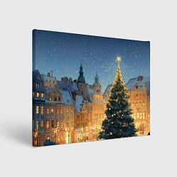 Холст прямоугольный Новый год в старом городе, цвет: 3D-принт