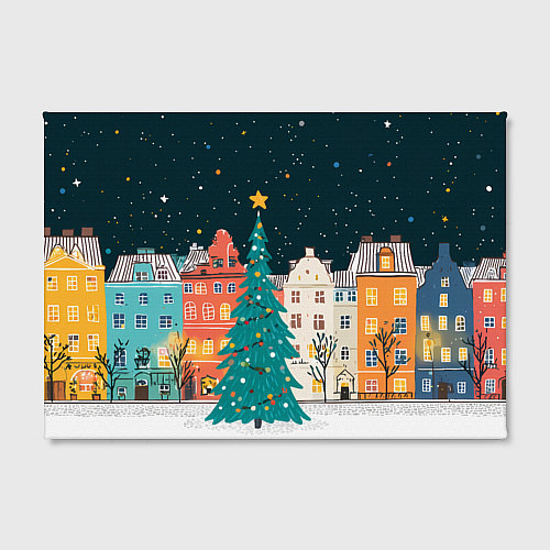 Картина прямоугольная Новогодняя ночь в городе / 3D-принт – фото 2