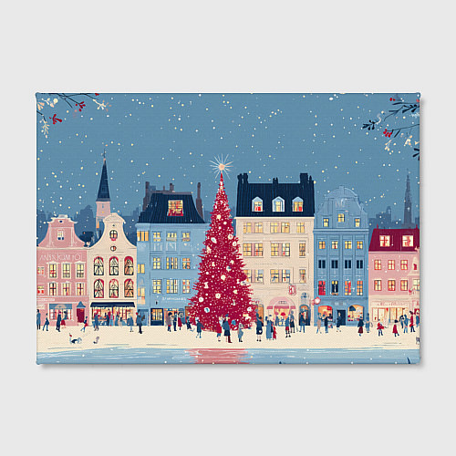 Картина прямоугольная Новогоднее гуляние у красной елки / 3D-принт – фото 2