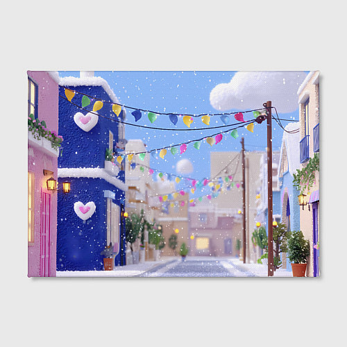 Картина прямоугольная Предновогодний праздничный дворик / 3D-принт – фото 2