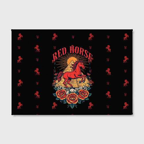 Картина прямоугольная Красная лошадь на фоне пирамиды / 3D-принт – фото 2