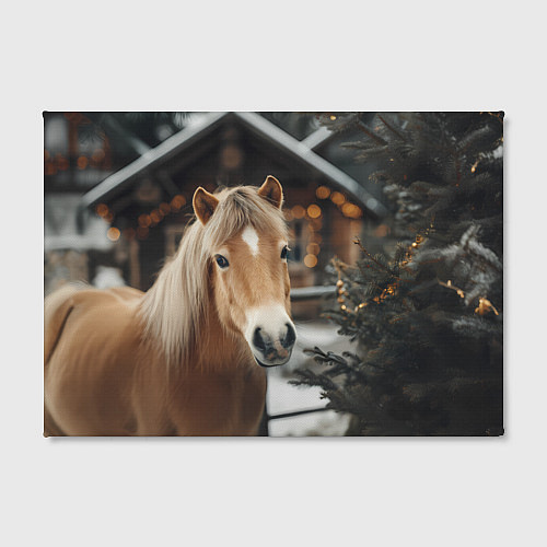Картина прямоугольная Лошадь у новогодней елки / 3D-принт – фото 2
