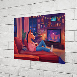 Холст прямоугольный Конь в Новогодние праздники у телевизора, цвет: 3D-принт — фото 2