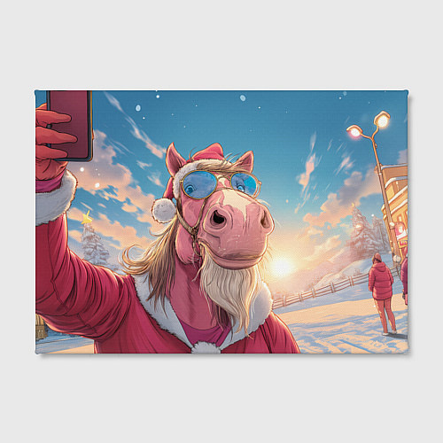 Картина прямоугольная Новогодний конь сэлфи / 3D-принт – фото 2