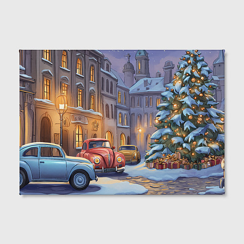 Картина прямоугольная Новогодний снежный двор / 3D-принт – фото 2