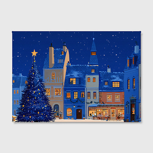 Картина прямоугольная Синяя новогодняя елочка во дворе / 3D-принт – фото 2