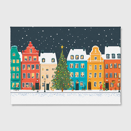 Картина прямоугольная Новогодний снежный город / 3D-принт – фото 2
