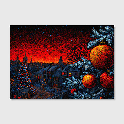 Картина прямоугольная Новый год в ночном городе / 3D-принт – фото 2