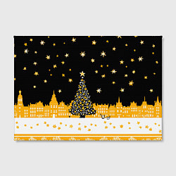 Холст прямоугольный Новый год в черно-желтом стиле, цвет: 3D-принт — фото 2