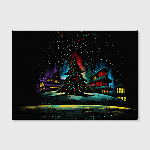 Картина прямоугольная Новый год на черном фоне / 3D-принт – фото 2